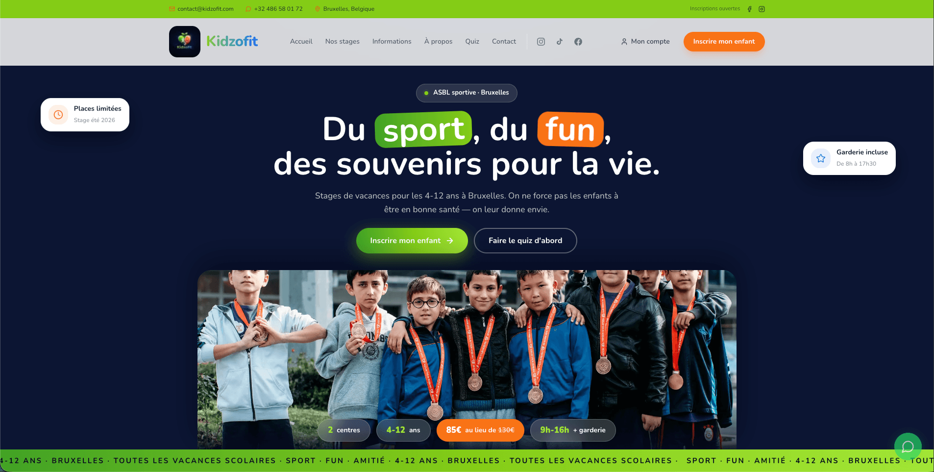 Aperçu du site KidzoFit