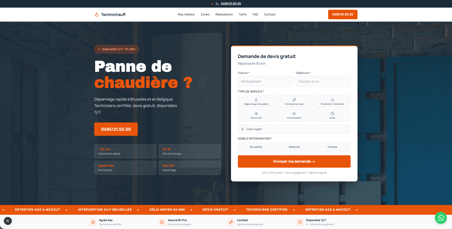 Aperçu du site Technichauff