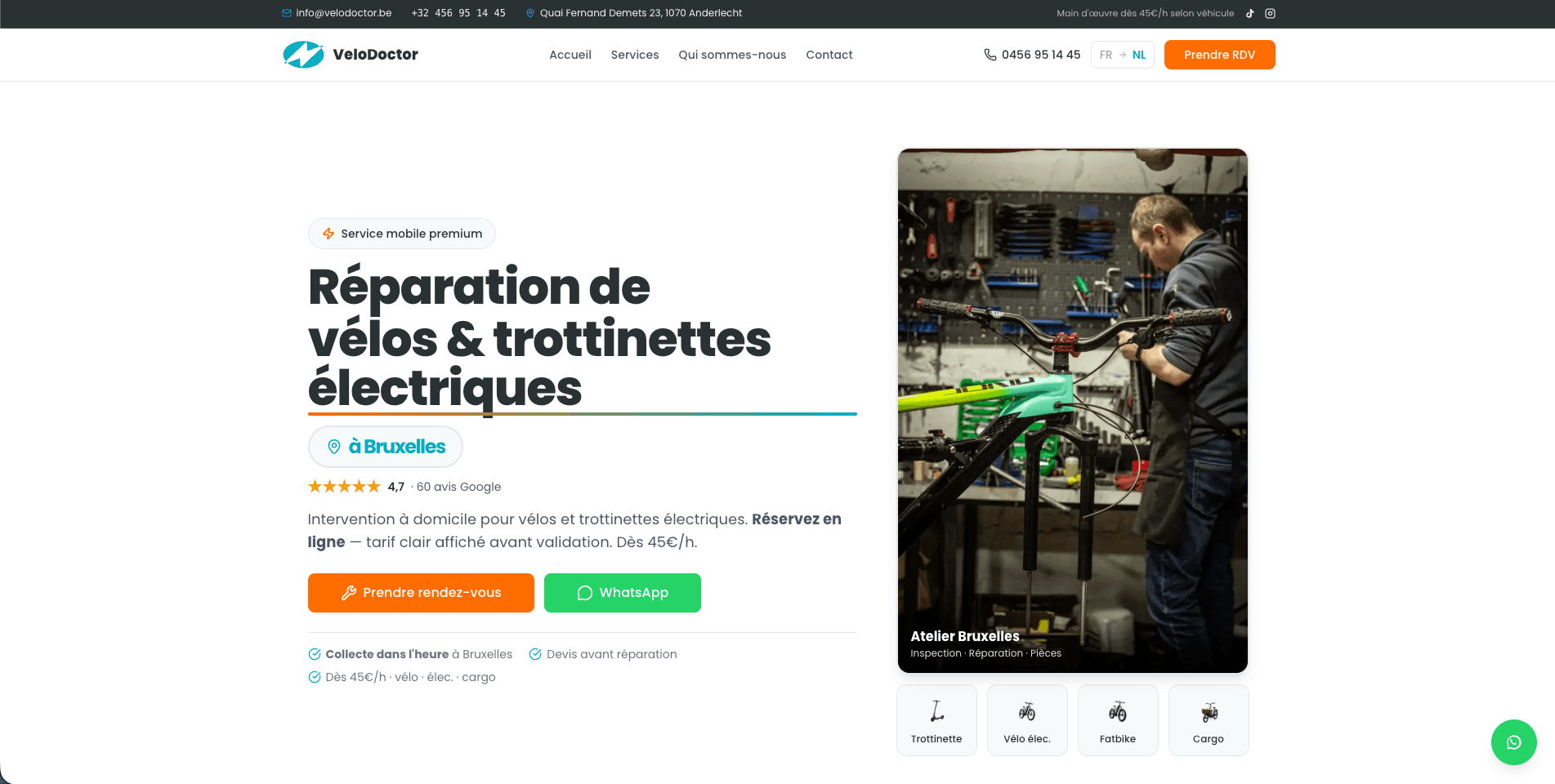 Aperçu du site VeloDoctor